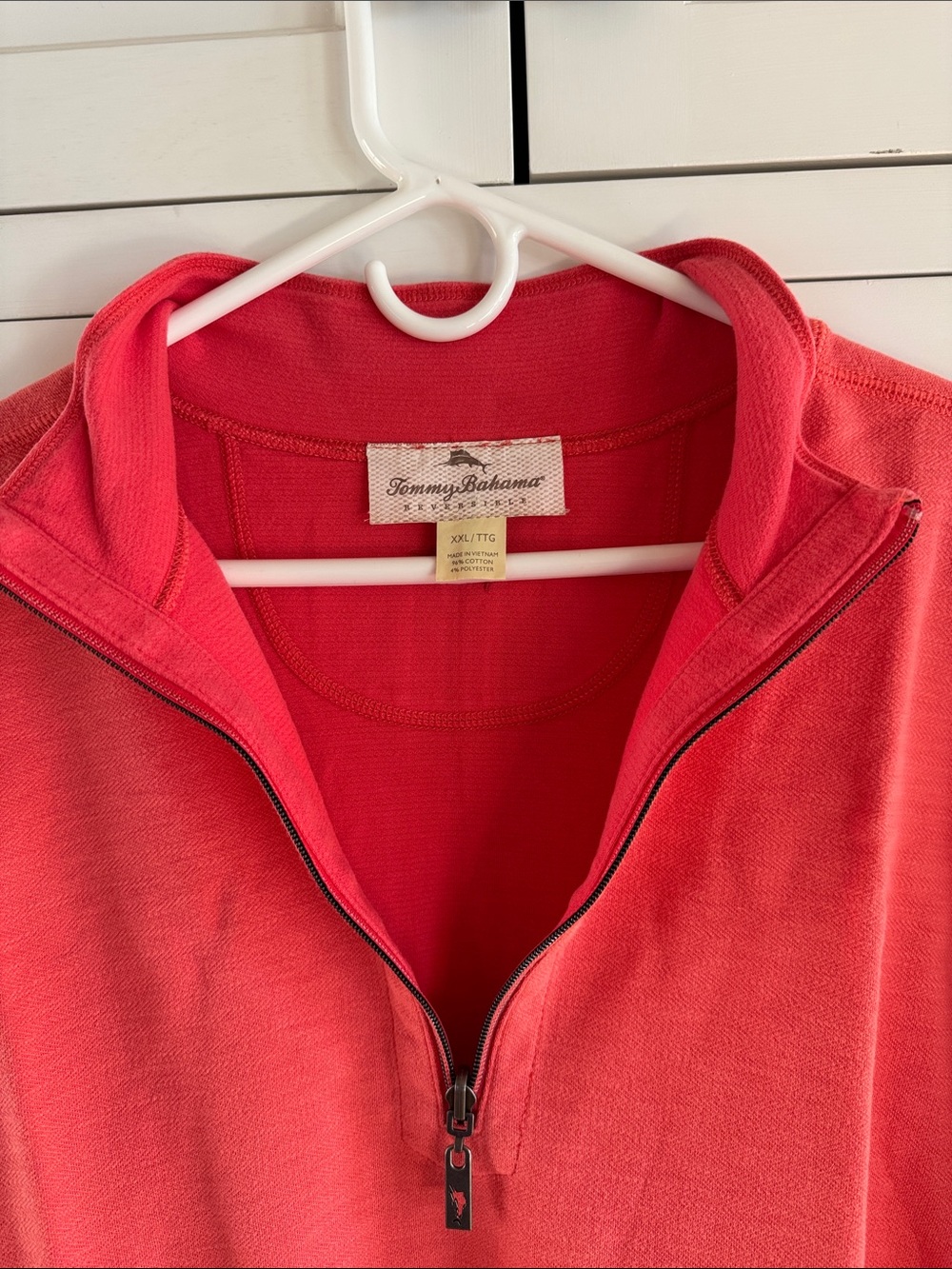 Tommy Bahama Coral-Red Half-Zip Knit Pullover